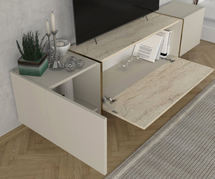 Hanah Home Veyron - Mueble de TV Travertino y Arenisca Hanah Home Veyron - Mueble de TV Travertino y Arenisca